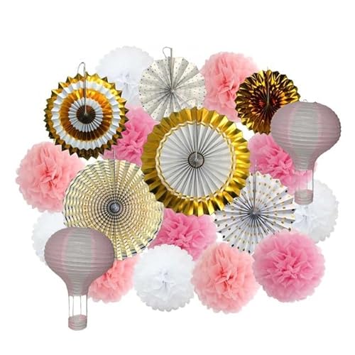 Papier Laterne, Papier pom poms Dekorationen, Party Favor Rosa Set Gemischte Größe Papier Fan Laterne Hochzeit Taufe Dekor Gewebe Blume Blau(Black Yellow Set) von HYQOUKLR