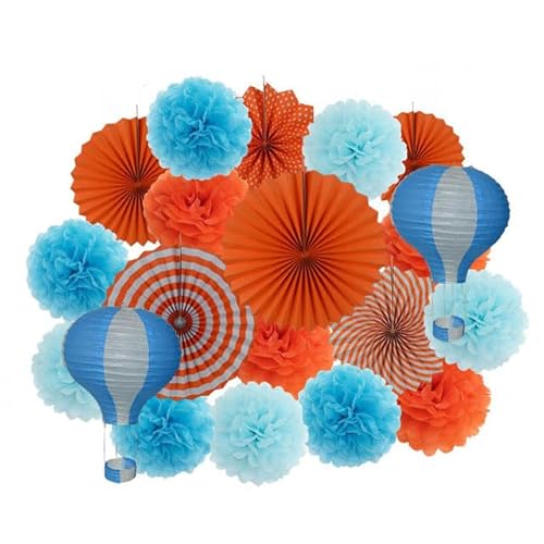 Papier Laterne, Papier pom poms Dekorationen, Party Favor Rosa Set Gemischte Größe Papier Fan Laterne Hochzeit Taufe Dekor Gewebe Blume Blau(Blauw) von HYQOUKLR