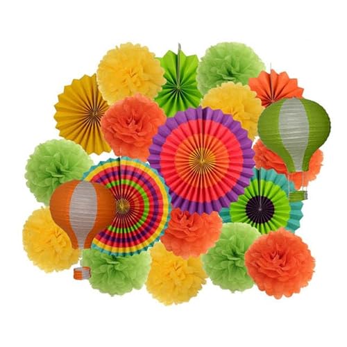 Papier Laterne, Papier pom poms Dekorationen, Party Favor Rosa Set Gemischte Größe Papier Fan Laterne Hochzeit Taufe Dekor Gewebe Blume Blau(Colorful Set) von HYQOUKLR