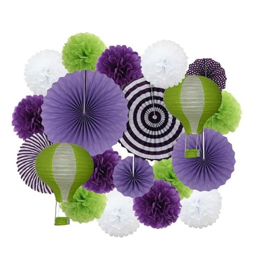 Papier Laterne, Papier pom poms Dekorationen, Party Favor Rosa Set Gemischte Größe Papier Fan Laterne Hochzeit Taufe Dekor Gewebe Blume Blau(Green Set) von HYQOUKLR