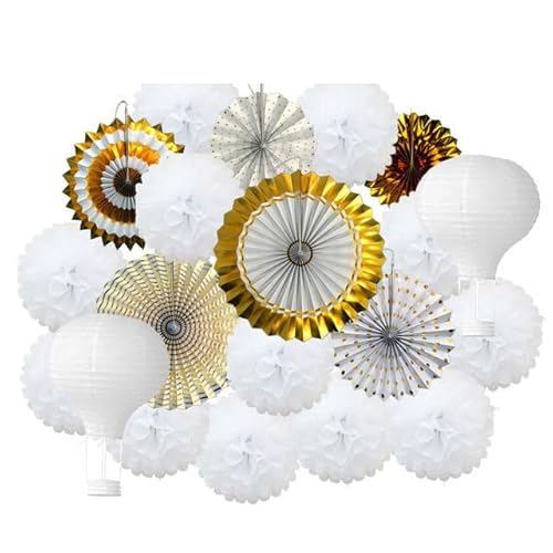 Papier Laterne, Papier pom poms Dekorationen, Party Favor Rosa Set Gemischte Größe Papier Fan Laterne Hochzeit Taufe Dekor Gewebe Blume Blau(Green Yellow Set) von HYQOUKLR