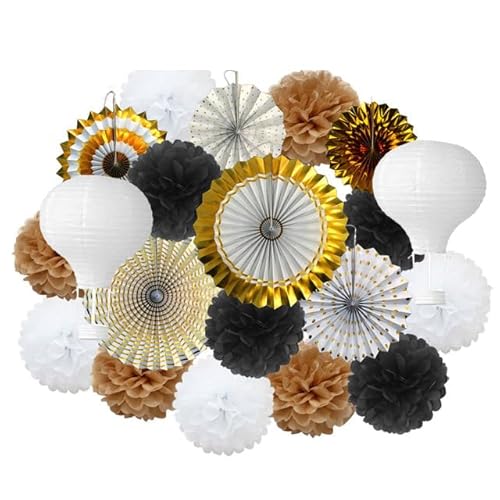 Papier Laterne, Papier pom poms Dekorationen, Party Favor Rosa Set Gemischte Größe Papier Fan Laterne Hochzeit Taufe Dekor Gewebe Blume Blau(Red Beige Set) von HYQOUKLR