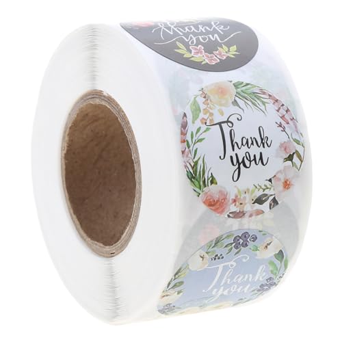 HYROOY 500 Stück 4 Designs Blumen Dankesaufkleber Hochzeit Party Verpackung Siegel Etiketten Papier + Aufkleber von HYROOY