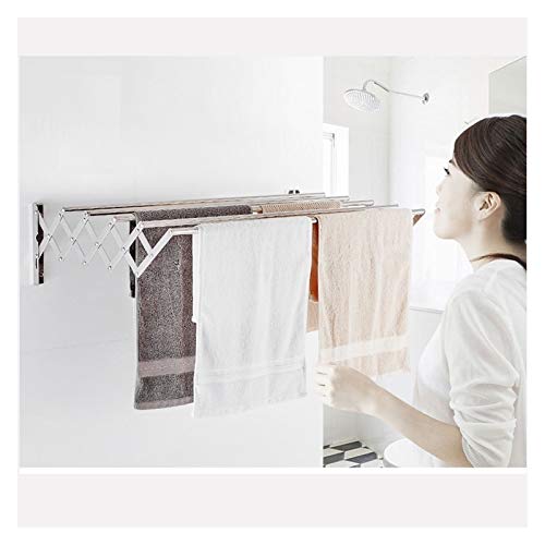 HYRTHAFSDF Kleiderständer, Teleskop-Wäscheständer, Wäscheständer, Toiletten-/Badezimmerregal, zusammenklappbar, aus Edelstahl 304, nimmt keinen Platz Weg, 40–120 cm, 5 Schienen von HYRTHAFSDF