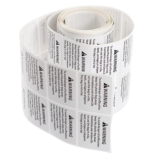 HYTROVE 1 Rolle Anti-Erstickungs-Aufkleber Umschlag Aufkleber mit Warnband Mailer Packband klar Wasserdicht protect schutzzelt Warnschild für Packbeutel Erstickungswarnschilder Papier Weiß von HYTROVE