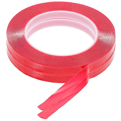 HYTROVE 2 Rollen Transparentes doppelseitiges Klebeband Verpackung klebrig klebeband doppelseitig double sided tape nagel anzeigetafel klebeband selbstklebende Nagelanzeigebänder rot von HYTROVE