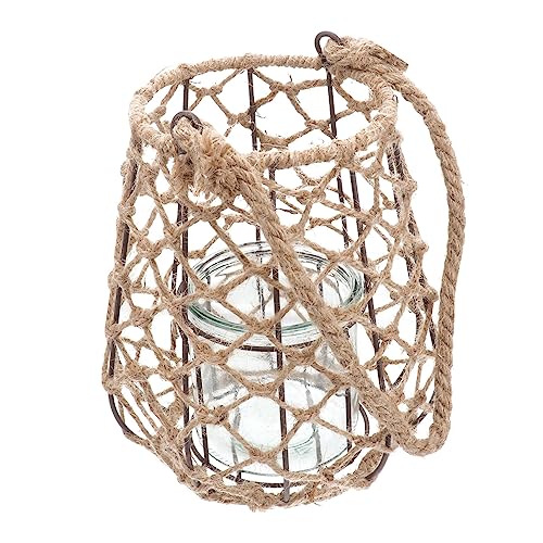 HYTROVE dekorativer Lampenschirm umhängelampe Chandelier Candle lamp Candle Set Candle Liner Anhänger Duftkerzenhalter Pavillon Nachtlicht aus gewebtem Seil dekorativer Kerzenständer Brown von HYTROVE