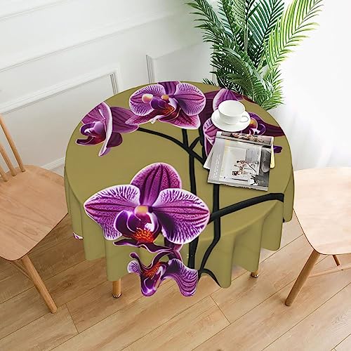 HYTTER Schöne Tischdecke mit Orchideen-Aufdruck, rund, dekorative Tischdecke, 152,4 cm: Das Material ist weich, waschbar von HYTTER