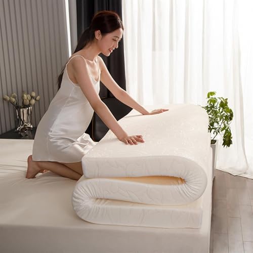 HYUFEIAO Memory Foam-Matratzenauflage Queen, Topper zur Körperunterstützung, mit atmungsaktivem, abnehmbarem und waschbarem Bezug aus Strickstoff, kühlende Bettmatratzenauflage (weiß, 100 x von HYUFEIAO