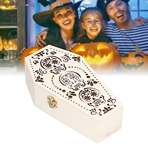 Halloween-Sarg-Leckerli-Boxen, 2 Stück unlackierte Holz-Sarg-Box, Holzsärge zum Basteln, Party-Leckerli-Tabletts (Schädel) von HYWHUYANG