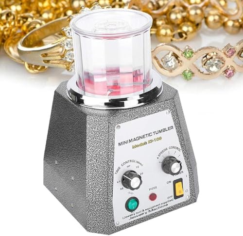 HYYKEJI Magnetischer Tumbler-Schmuckpolierer, 2000 U/min Mini-Schmuckpoliermaschine, 400 G Kapazität Mit Timing-Funktion, Zum Schleifen Von Metallschmuck, Polieren Und Entfernen Von Graten von HYYKEJI