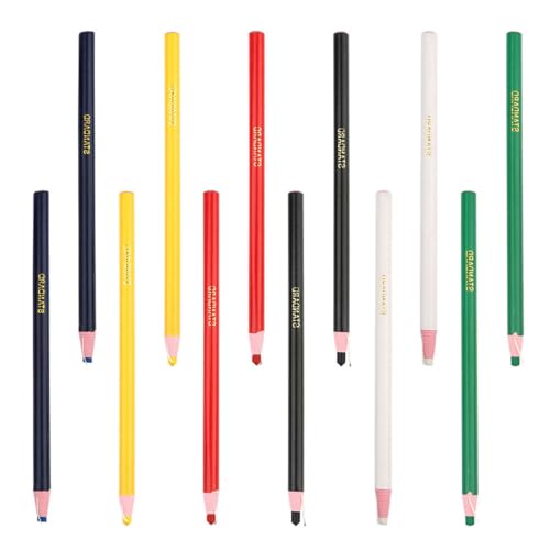 HZAOPZE 12 pcs Bunt Schneiderkreide, Nähen Wachsmalstift Bleistiftkreide Nähmarkierkreiden Marker Stift Stoffstifte Stoffmarker Nähstift für Quilten Notizen Basteln Handwerk(6 Farben) von HZAOPZE