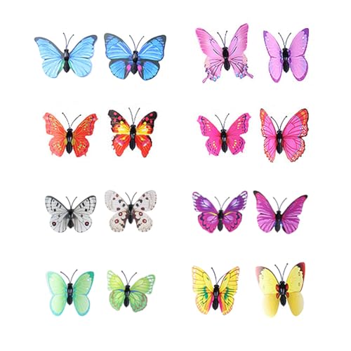 HZAOPZE 16 pcs Schmetterlingsclip, Bunte Schmetterlinge Deko mit Sicherheitsnadeln, für Kinderzimmer Deko, Dekoration Curtains, Dining Table, Büro, Verletze Deine Hand Nicht(bunt, 6cm) von HZAOPZE