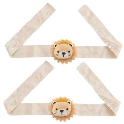 HZAOPZE 2 pcs Gardinenclips Raffhalter Seil, Cartoon Löwe Vorhanghalter, Löwe Vorhang Raffhalter, Gardinen Haken Ringe Löwe für Kinderzimmer Dekoration, Beige von HZAOPZE