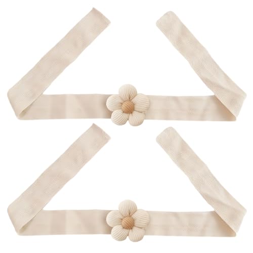 HZAOPZE 2 pcs Vorhang Raffhalter Gardinenband, Niedlich Blumen Gardinenclips Vorhanghalter, Gardinen Seil für Haus Kinderzimmer Deko (Beige, Blumen) von HZAOPZE