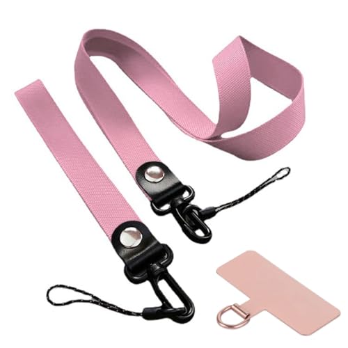 HZAOPZE Handykette Universal, Schlüsselband Lanyard Schlaufe Abnehmbar Umhängeband, Smartphonekette für Unterwegs, 1x Schlüsselband+1x Handschlaufe +1x Abstandshalter, mit alle Smartphones(Rosa) von HZAOPZE