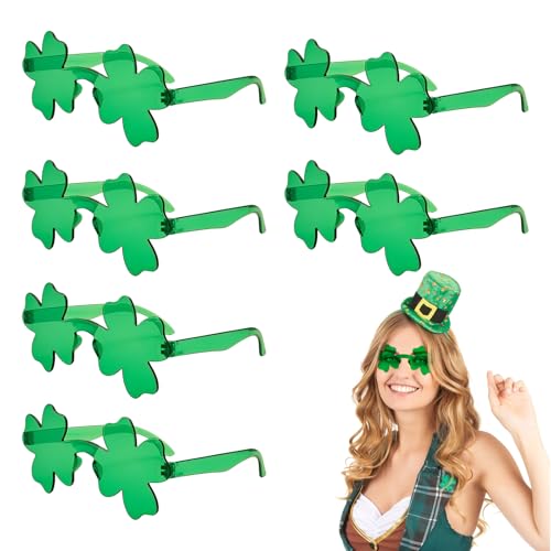 HZHSGLY 6 Paar St. Patrick's Day Sonnenbrille, grüne Brille für St. Patrick's Day, St. Patricks Day Zubehör Dekorationen Party Kostüme von HZHSGLY