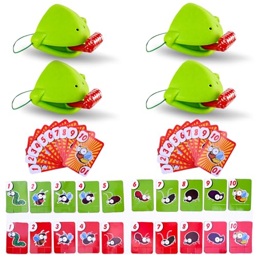 HZHSGLY Frosch-Zungenspiel, Froschmaske simuliert das Fangen von Lebensmitteln in der Natur, Chamäleon-Spiel Blow Air Knock Down the Bug Card, Eidechsenzungenspiel, Stretch-Zunge für Freunde, von HZHSGLY