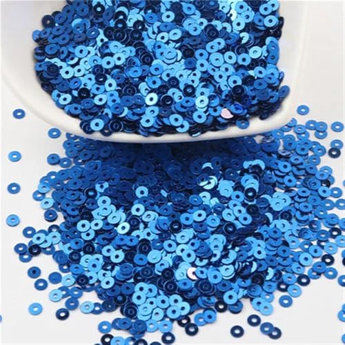 10 g Pailletten, 3 mm, 4 mm, 5 mm, 6 mm, flache, runde, lose Pailletten, geeignet for Nähen von Hochzeits-, Bastel- und Kleidungsstückzubehör.(Blue,5mm 1000pcs10g) von HZLXF1
