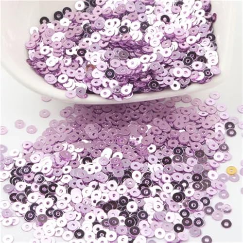 10 g Pailletten, 3 mm, 4 mm, 5 mm, 6 mm, flache, runde, lose Pailletten, geeignet for Nähen von Hochzeits-, Bastel- und Kleidungsstückzubehör.(Light purple,6mm 750pcs 10g) von HZLXF1