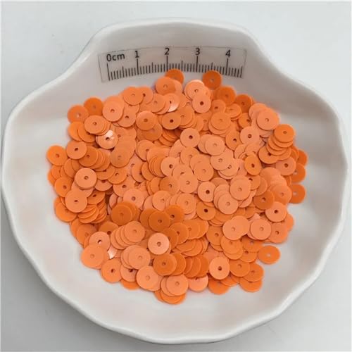 10 g einfarbige 4 mm 6 mm flache Pailletten Glitzer geeignet for Kleidung, Hüte, Schuhe, DIY Handwerk handgefertigtes Accessoire(Solid Orange,4mm 2000pcs 10g) von HZLXF1