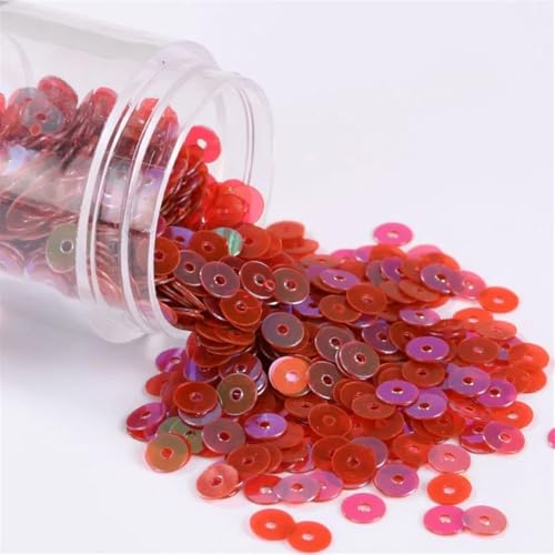 2000 Teile/los Größe 4mm Transparent Pailletten Flache Runde Lose Pailletten for Handwerk, Frauen Kleidungsstücke Nähen Kreis Scheibe(Transparent Red) von HZLXF1