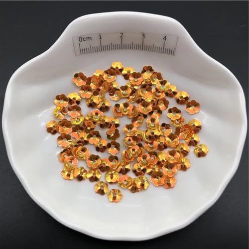 30 g 5 mm 6 mm 8 mm Cup Plum Blossom Lose Pailletten Pailletten for Nähen von Schuhen, Hüten, DIY Bastelzubehör(Gold Orange,5mm 150g) von HZLXF1