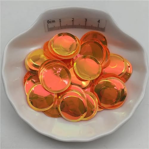 30g 20mm Tasse Runde Seite Loch Goldene Farbe Lose Pailletten Pailletten for Kleidung Hut Schuhe DIY(Golden Orange,150g) von HZLXF1