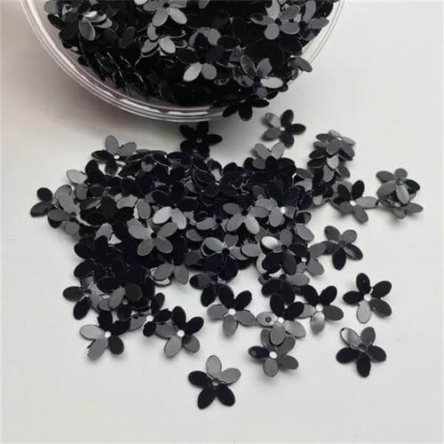 30g Tasse 10mm FlowerGolden Lose Pailletten Pailletten for Nähen Schuhe Hut DIY Handwerk Zubehör(Black,150g) von HZLXF1
