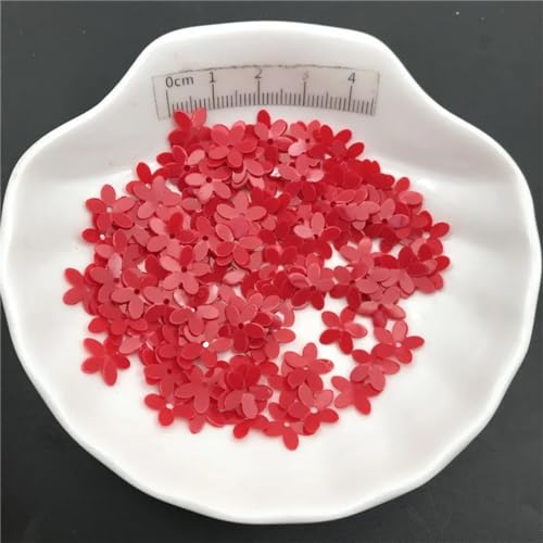 30g Tasse 10mm FlowerGolden Lose Pailletten Pailletten for Nähen Schuhe Hut DIY Handwerk Zubehör(Solid Red,150g) von HZLXF1