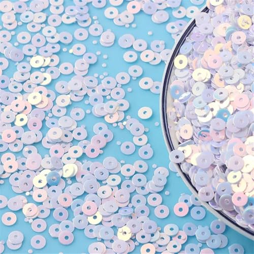 4mm Pailletten Flache Runde Lose Pailletten Geeignet for Nähen Kleidung Dekoration Pailletten DIY Zubehör Pailletten(White 2,4mm 20g) von HZLXF1