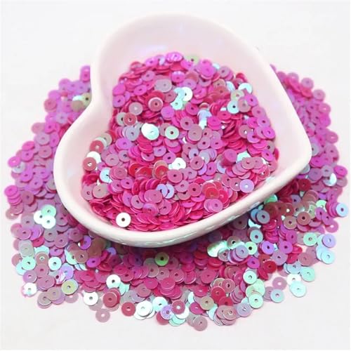 50 g flache, runde Pailletten, 3 mm, 4 mm, 5 mm, 6 mm, lose Pailletten, Basteln, geeignet for Nähen, Handarbeit, DIY-Zubehör.(Ab rose red,5mm-50g 5000pcs) von HZLXF1