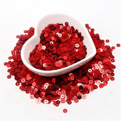 50 g flache, runde Pailletten, 3 mm, 4 mm, 5 mm, 6 mm, lose Pailletten, Basteln, geeignet for Nähen, Handarbeit, DIY-Zubehör.(Red,3mm-50g 15000pcs) von HZLXF1