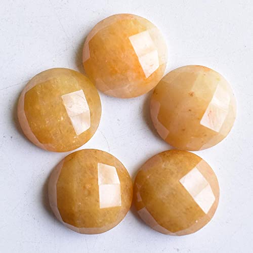 HZLXF1 12pcs/Lot 16mm Naturstein mischte runde Cabochon-Schnitt-facettierte Korne for Schmuckzubehör-Herstellung (Color : Yellow Jade) von HZLXF1