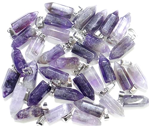 HZLXF1 24 stücke Naturstein Amethyst Rose Quarz Achat Lapis Tiger Eye Mix Säule Charms Chakra Anhänger for DIY Schmuckherstellung Halskette Anhänger (Gem Color : NO.1) von HZLXF1