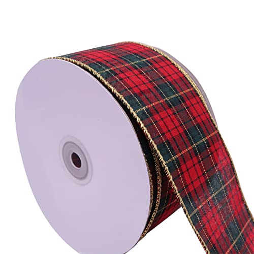 HZLXF1 25 Yards/Rollen 63 mm rotes Plaid Kabelkantenbänder Weihnachtsbänder for Wohnkultur Geschenkverpackung Blumenarrangements DIY Kunsthandwerk (Color : 2287, Size : 10 Yards) von HZLXF1