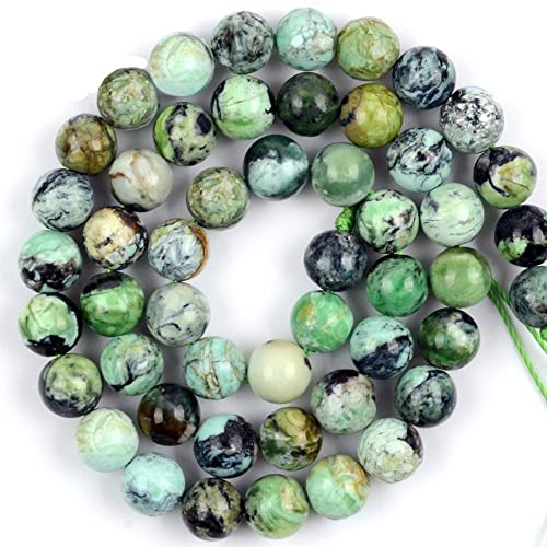 HZLXF1 6/8/10 / 12mm Natural Green Variscit Runde Steinperlen for Schmuckherstellung DIY. Handarbeit Armband Halskette Charm Crafts 15inch 39cm (Item Diameter : 6mm 61pcs Beads) von HZLXF1