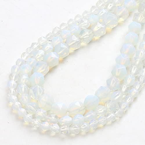 HZLXF1 Natürliche facettierte Stein-weiße Opalit-Quarz-Spacer lose Perlen DIY. Armbandzubehör for Schmuckherstellung 15 "6/8 / 10mm (Item Diameter : 10mm 36pcs Beads) von HZLXF1