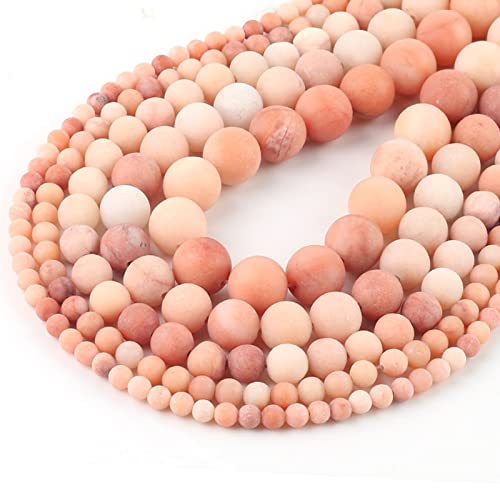 HZLXF1 Natürlicher Stein Rosa Aventurin Frosted Perlen Matte Runde lose Perlen for Schmuck Machen DIY. Armband 4 6 8 10 12mm (Color : Matte Beads 1, Item Diameter : 8mm 48pcs Beads) von HZLXF1