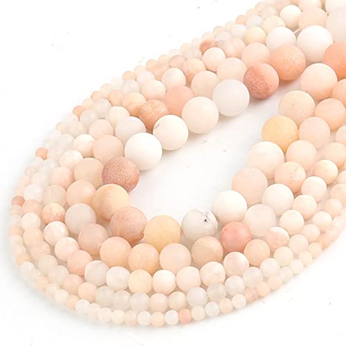 HZLXF1 Natürlicher Stein Rosa Aventurin Frosted Perlen Matte Runde lose Perlen for Schmuck Machen DIY. Armband 4 6 8 10 12mm (Color : Matte Beads 2, Item Diameter : 8mm 48pcs Beads) von HZLXF1