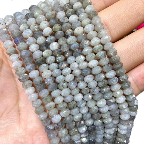 HZLXF1 Naturstein 6mm facettierte Rad Türkis labradorit agates Runde Spacer Perlen for Schmuckherstellung DIY. Armband Halskette 15 "39 cm (Color : Labradorite, Item Diameter : 4x6mm 90pcs) von HZLXF1