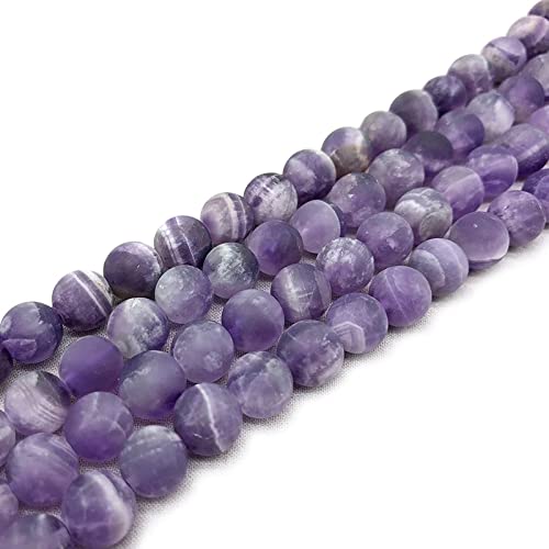 HZLXF1 Naturstein Matte Matt polnisch lila Amethysts Kristallquarz lose runde Perlen 4-12mm for Armband Halskette Machen DIY. (Color : Purple, Item Diameter : 6mm Approx 63beads) von HZLXF1