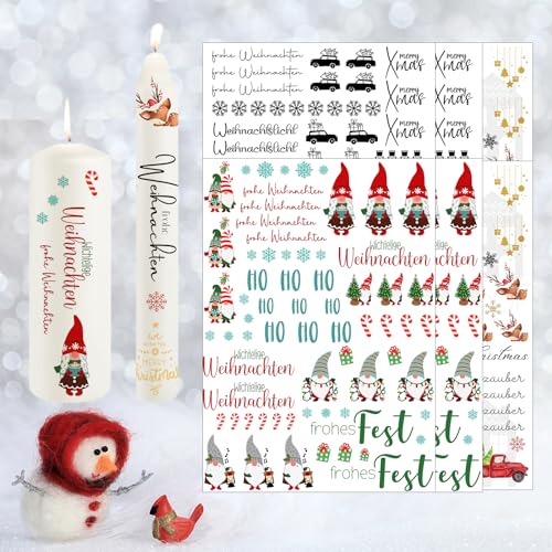 HZMJDHZM 6PCS Kerzen Sticker Weihnachten,Kerzen Aufkleber Weihnachten, Tattoo Folie Kerzen Weihnachten,Kerzentatoo Weihnachten,Kerzentattoos Weihnachten, Kerzenaufkleber,Kerzenfolien Weihnachten von HZMJDHZM