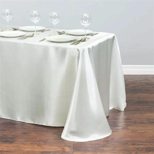 Einfarbige Tischdecke aus Satin, Tischdecke, Tischüberzug für Geburtstage, Hochzeiten, Bankette, Restaurants, Festivals, Partys, Beige, 145 x 160 cm von HZSZXG