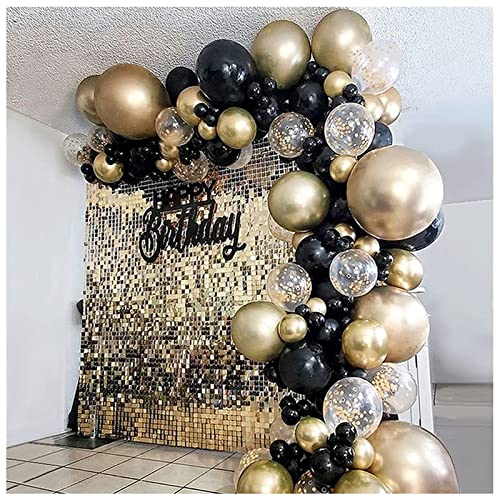 HZWMQDLF Happy Birthday Ballon 123 stücke schwarz golden Ballon Girlande kit Gold konfetti Latex Ballon 30. 40. 50. Alles Gute zum Geburtstag Dusche Party Dekoration Luftballons von HZWMQDLF