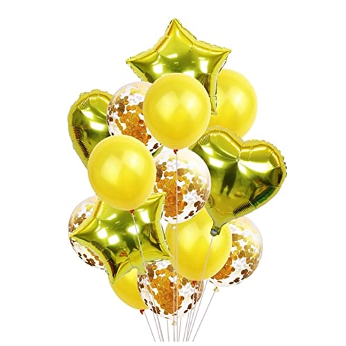 HZWMQDLF Happy Birthday Ballon 14 stücke Multi Confetti Ballon Happy Birthday Party Ballons Rose Gold Helium Ballons Dusche Partybedarf Luftballons(Gold) von HZWMQDLF