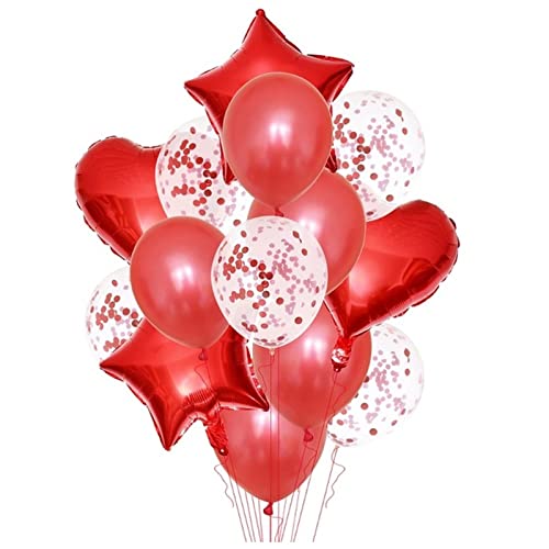 HZWMQDLF Happy Birthday Ballon 14 stücke Multi Confetti Ballon Happy Birthday Party Ballons Rose Gold Helium Ballons Dusche Partybedarf Luftballons(Red) von HZWMQDLF