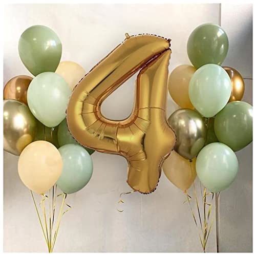 HZWMQDLF Happy Birthday Ballon 15 Teile/los Avocado grün Latex Ballons 40 Zoll Gold nummerfolie Ball Geburtstagsfeier Wald Dschungel Dekoration Luftballons(4) von HZWMQDLF