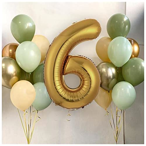 HZWMQDLF Happy Birthday Ballon 15 Teile/los Avocado grün Latex Ballons 40 Zoll Gold nummerfolie Ball Geburtstagsfeier Wald Dschungel Dekoration Luftballons(6) von HZWMQDLF