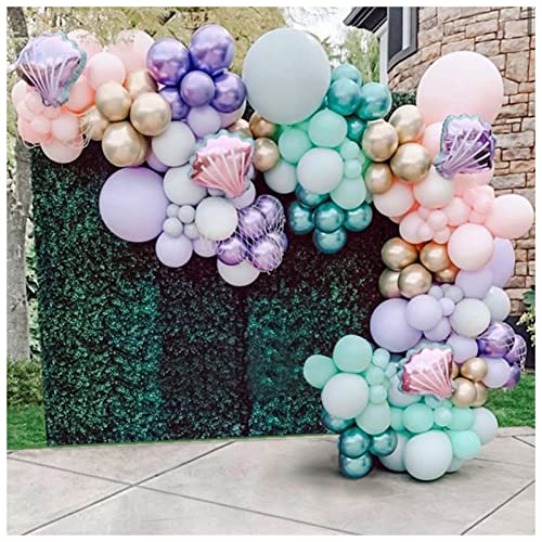 HZWMQDLF Happy Birthday Ballon 150 stücke Meerjungfrau Schwanz Ballon Garland Bogen Kit, Meerjungfrau Themebirthday Party Dekorationen unter dem Meer Meerjungfrau Ballon Luftballons von HZWMQDLF